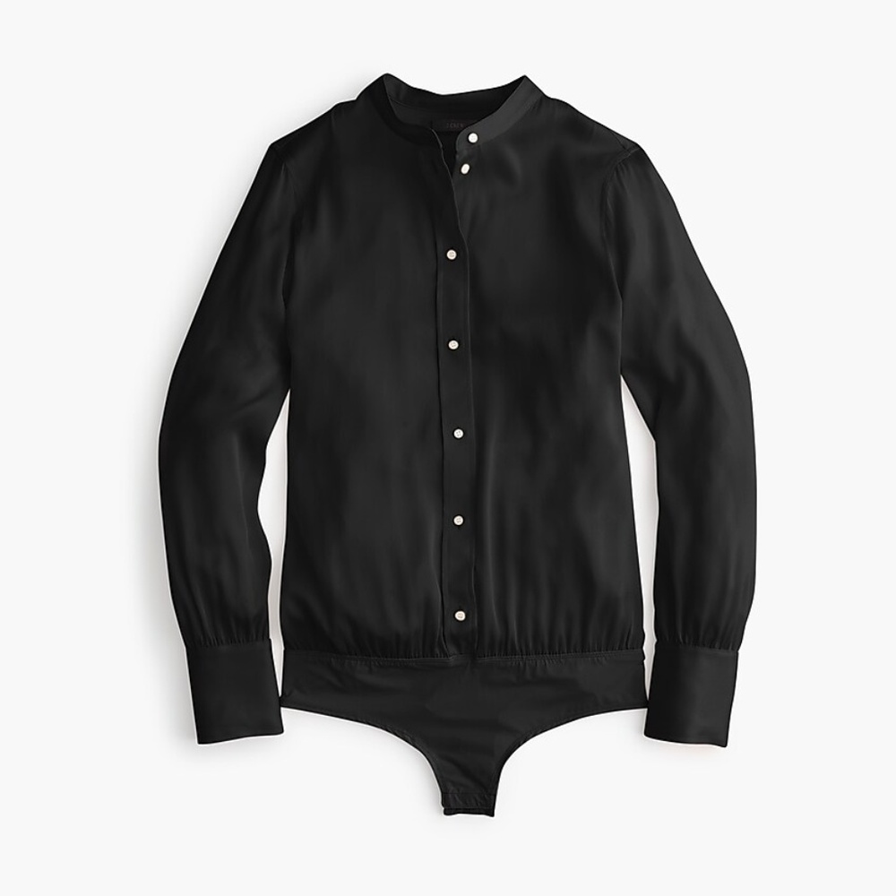 J. Crew Black Silk Bodysuit Size 8 Tall